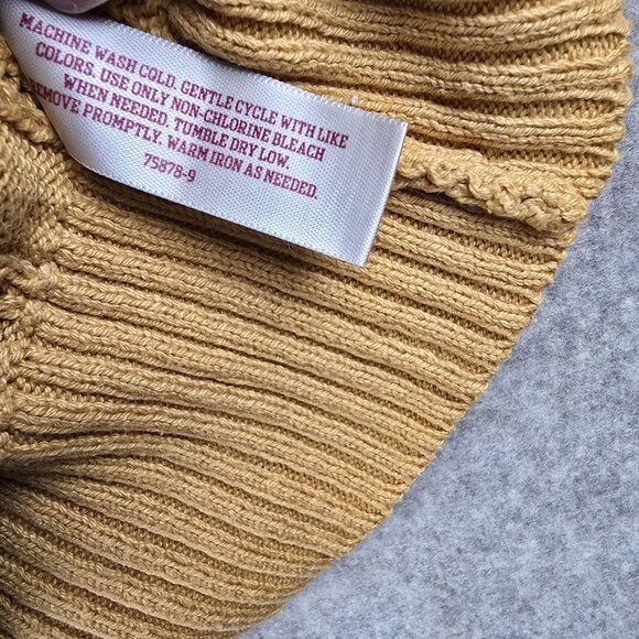 Arizona Jean Co. Womens Mustard Cable Knit V-Neck Sweater Size S Cotton Blend - Picture 5 of 7